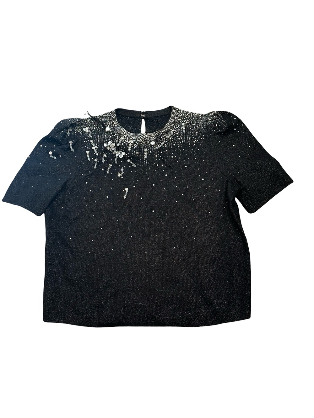 NWOT Solelegia Women’s XL Sparkle Embellished Black Sweater Top
